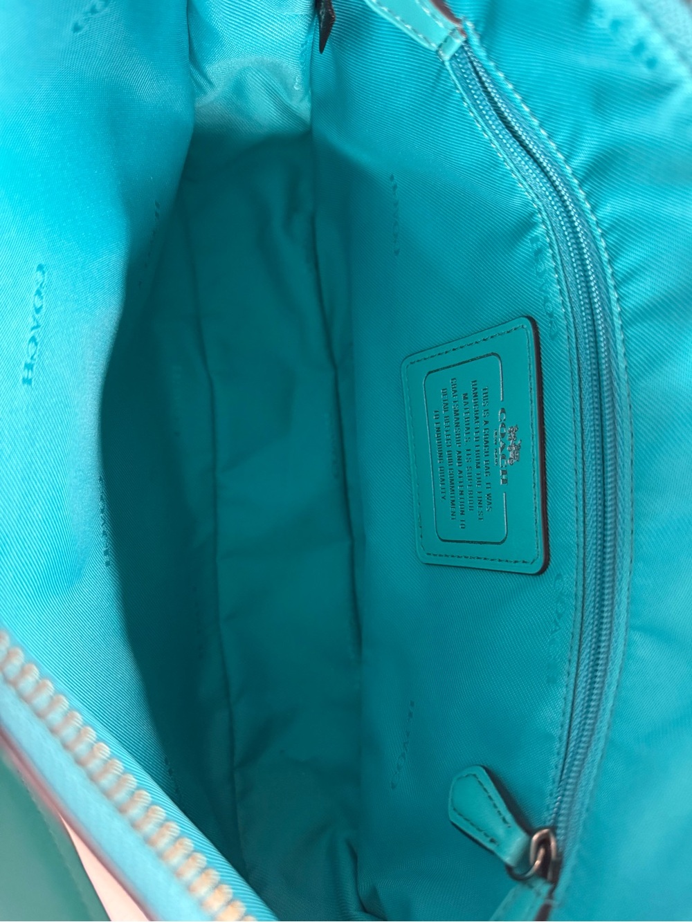 Coach Teal Croc-Embossed Shoulder Bag - Picture 3 of 3